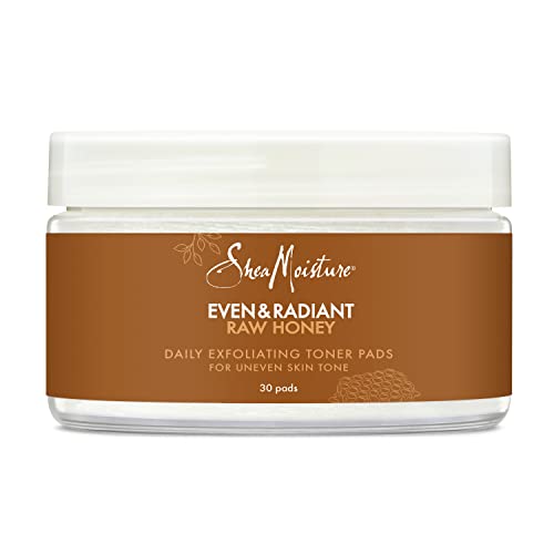 SheaMoisture Even and Radiant Face Pads For Uneven Skin Tone and Dark Spots Daily Exfoliating Toner Pads With Raw Honey 30 Count