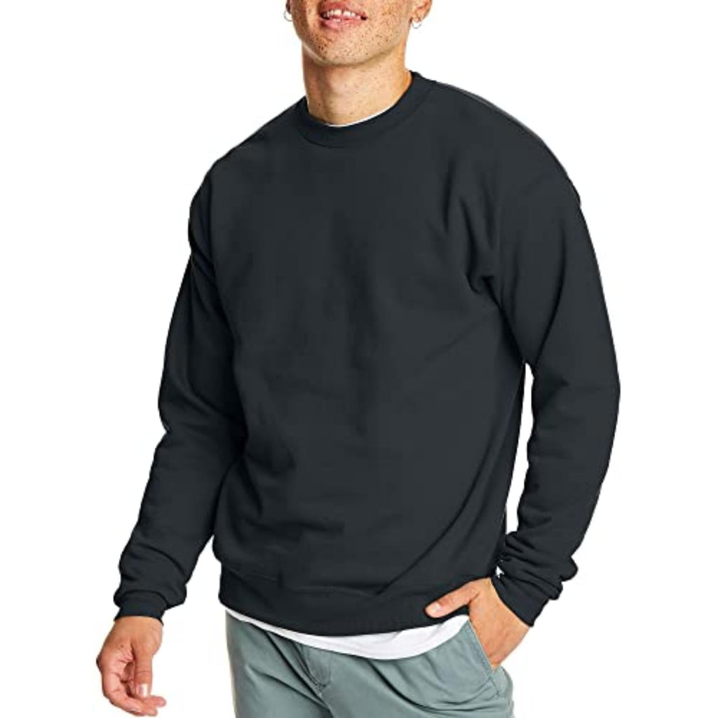 Hanes Mens Ecosmart Fleece Sweatshirt Cotton-blend Pullover Crewneck For Men 1 Or 2 Pack Athletic-sweatshirts Black - 2 Pack 3X-Large US